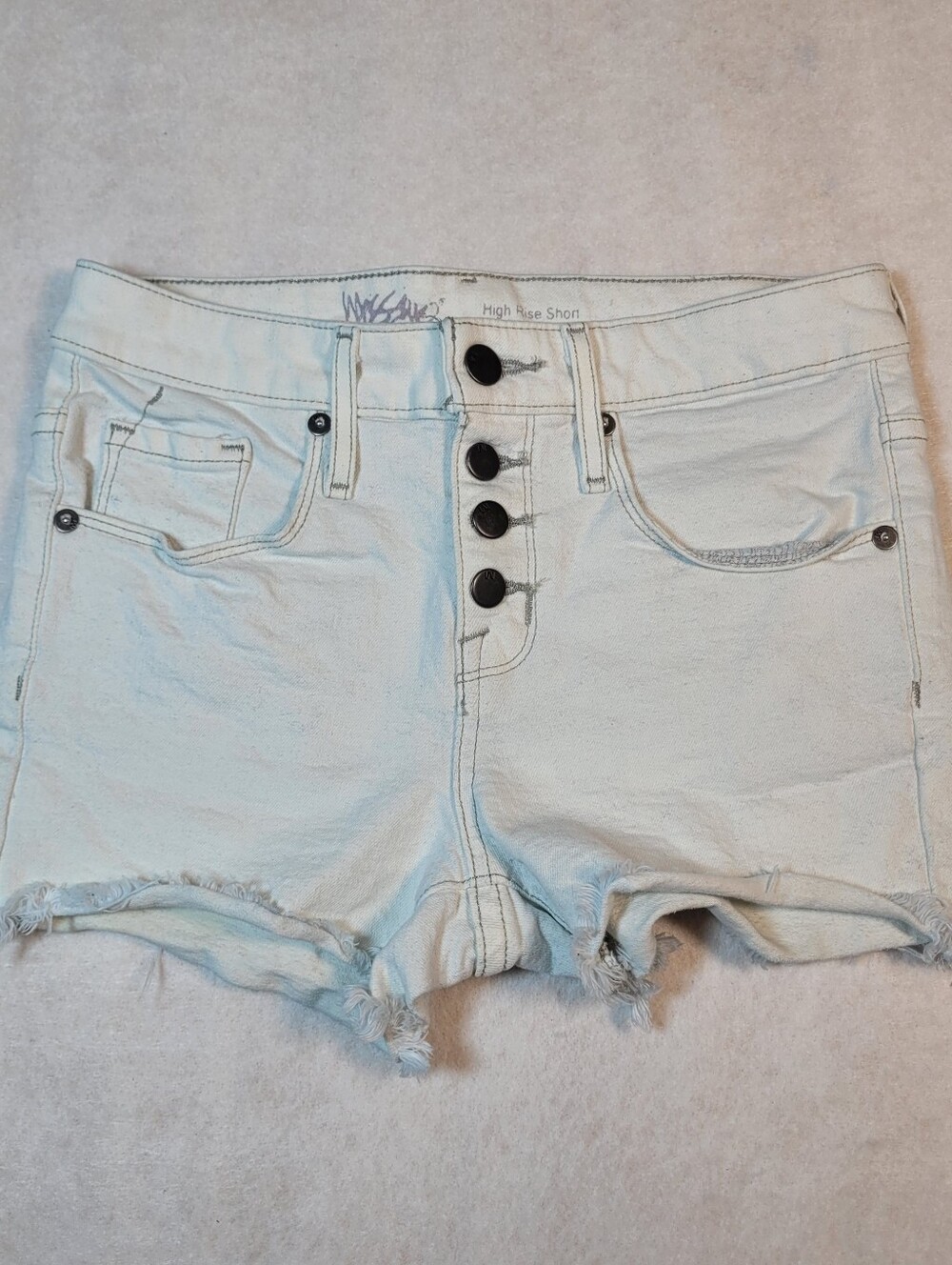 Mossimo White Denim Button Fly High Rise Shorts Juniors Size 00